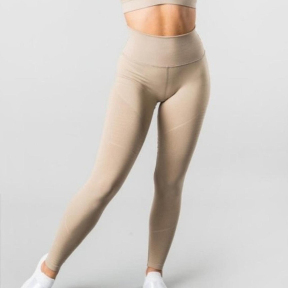 Alphalete Revival Moto Style Leggings Beige Compression Womens Sz Small Athletic - Picture 1 of 14